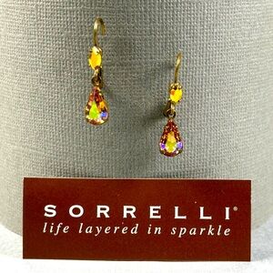 Sorrelli Gold Teardrop Aurora Borealis Crystal Drop Earrings